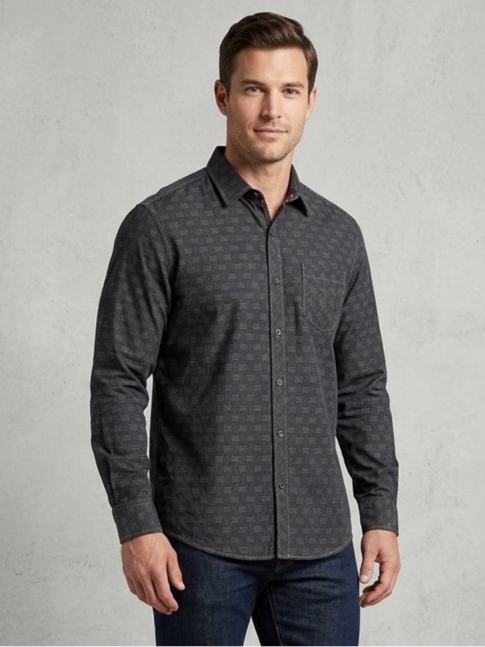 Perry Ellis Black Geometric Long-Sleeve Button-Down Shirt
XL